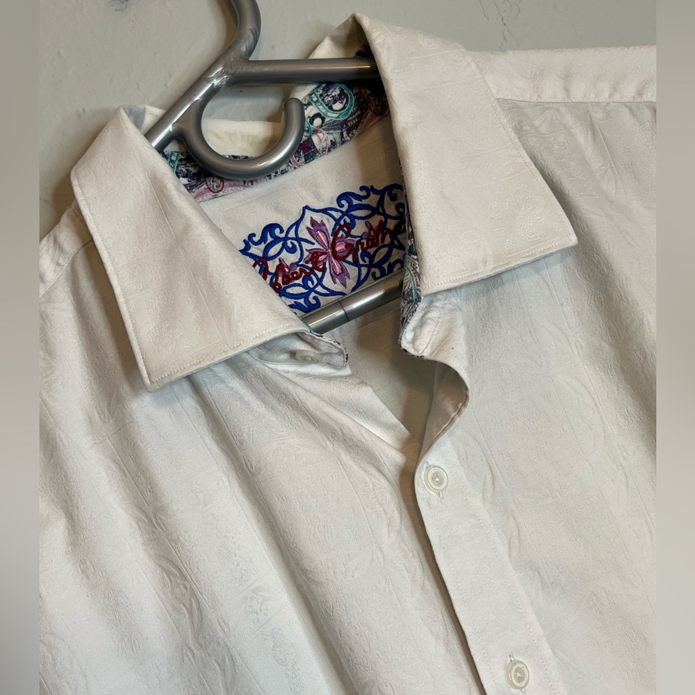 Robert Graham Men's 2XL Long Sleeve Button Up White Cotton Casual Shirt
